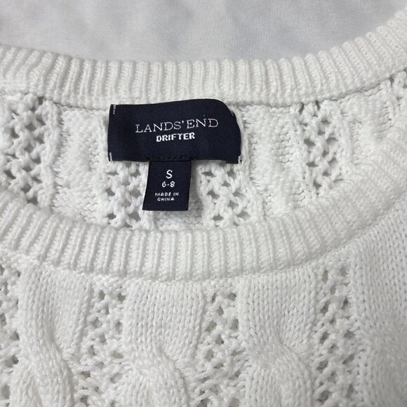 Lands End Womens Size Small White Cable Knit White Sweater Drifter - Picture 3 of 5